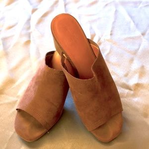 Slip on open toe wedge